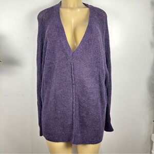 Free People Wool Alpaca V-neck Sweater Sz M Purple Cozy Slouchy